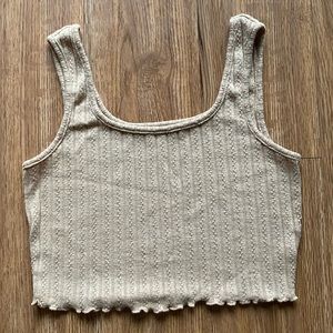 Tan Knit Crop Tank Top, Cute and Cozy, Size Medium, Like New
